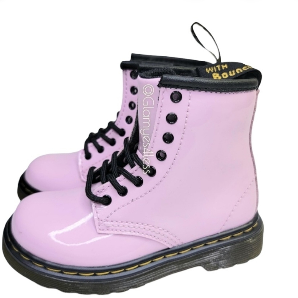 Dr. Martens TODDLER 1460 PATENT LEATHER LACE UP BOOTS, Sz 7